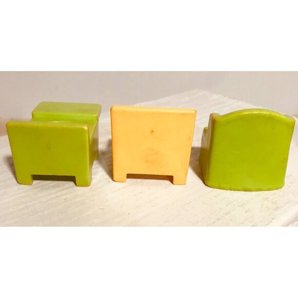 Vintage Fisher-Price Little People  Set Of 3 Chairs Arm Chair Teachers Chair Stu - Picture 3 of 6
